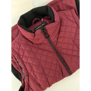 Andrew Marc Womens Medium Quilted Puffer Vest Full Zip Casual Outdoors Maroon